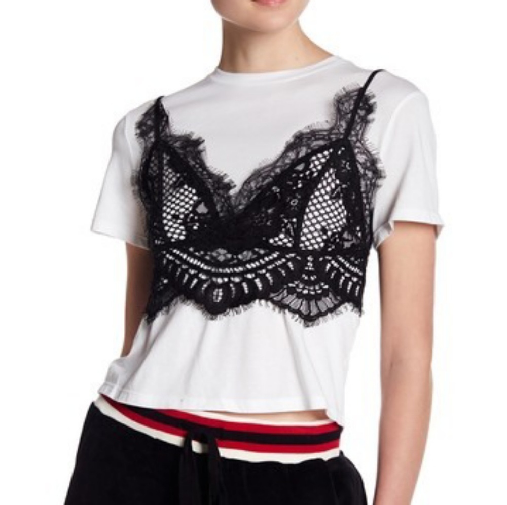 NWT Kendall + Kylie Lace Cami Tee Size Small